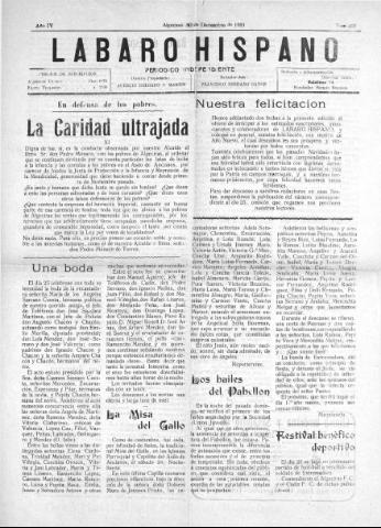 'Lábaro hispano : periódico semanal' - Año IV Número 207 - 1921 diciembre 30