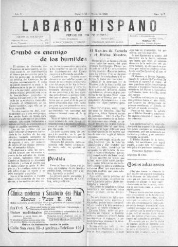 'Lábaro hispano : periódico semanal' - Año V Número 217 - 1922 marzo 26