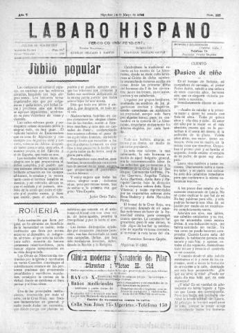 'Lábaro hispano : periódico semanal' - Año V Número 223 - 1922 mayo 14