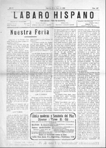 'Lábaro hispano : periódico semanal' - Año V Número 227 - 1922 junio 18