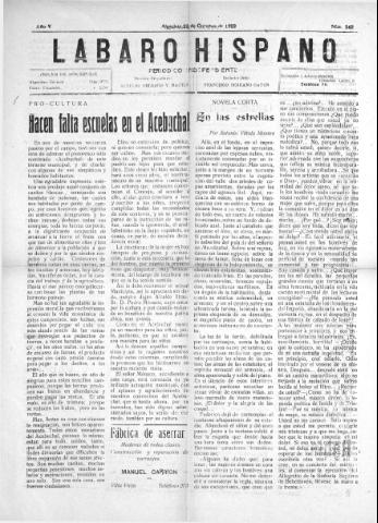 'Lábaro hispano : periódico semanal' - Año V Número 242 - 1922 octubre 22
