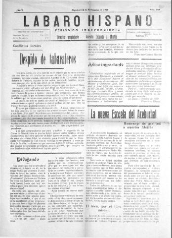 'Lábaro hispano : periódico semanal' - Año V Número 245 - 1922 noviembre 12