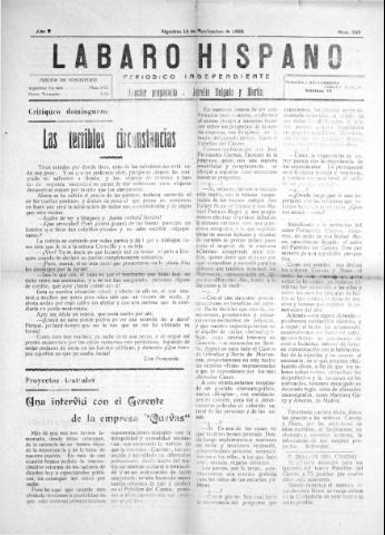 'Lábaro hispano : periódico semanal' - Año V Número 246 - 1922 noviembre 19