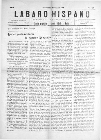'Lábaro hispano : periódico semanal' - Año V Número 247 - 1922 noviembre 26