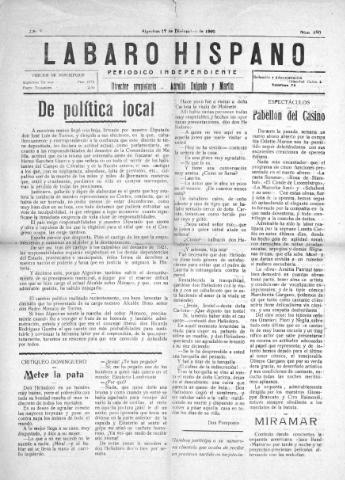 'Lábaro hispano : periódico semanal' - Año V Número 250 - 1922 diciembre 17
