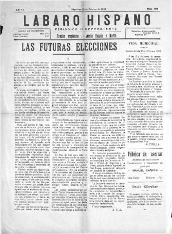 'Lábaro hispano : periódico semanal' - Año VI Número 256 - 1923 febrero 18
