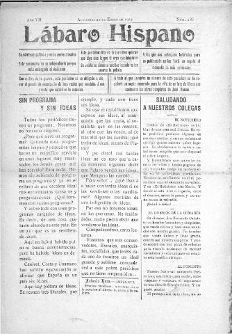 'Lábaro hispano : periódico semanal' - Año VII Número 283 - 1924 enero 20