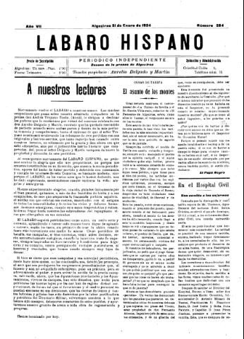 'Lábaro hispano : periódico semanal' - Año VII Número 284 - 1924 enero 31