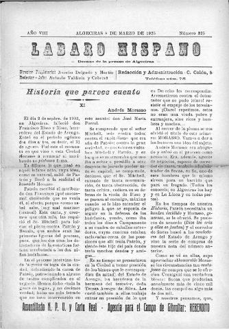 'Lábaro hispano : periódico semanal' - Año VIII Número 325 - 1925 marzo 8