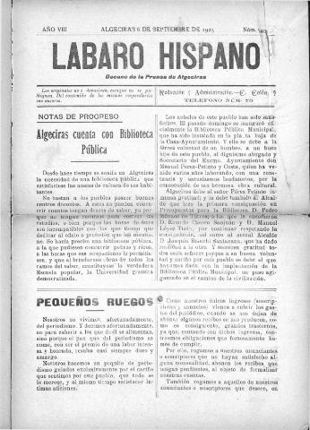 'Lábaro hispano : periódico semanal' - Año VIII Número 340 - 1925 septiembre 6