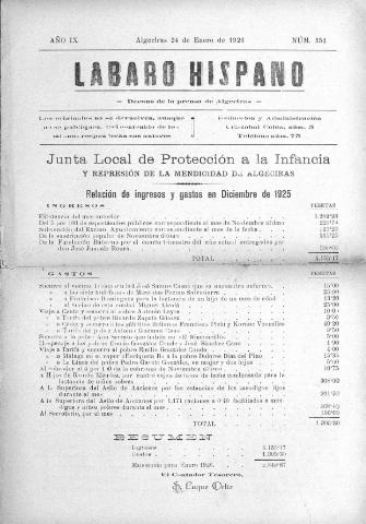 'Lábaro hispano : periódico semanal' - Año IX Número 351 - 1926 enero 24