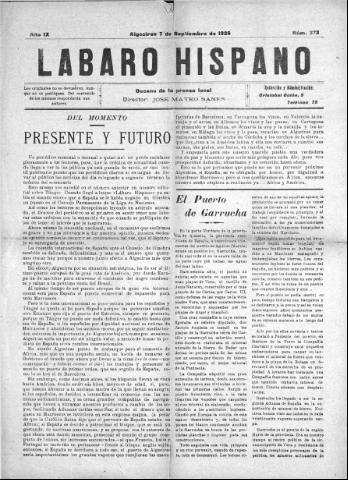 'Lábaro hispano : periódico semanal' - Año IX Número 373 - 1926 septiembre 7