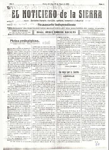 'El Noticiero de la Sierra Periódico literario, científico, agrícola, comercial e industrial' - Año I Número 5 - 1916 mayo 28