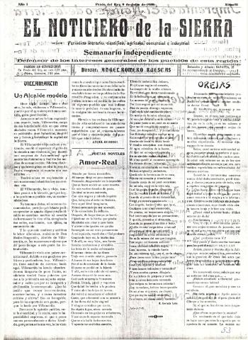 'El Noticiero de la Sierra Periódico literario, científico, agrícola, comercial e industrial' - Año I Número 11 - 1916 julio 9