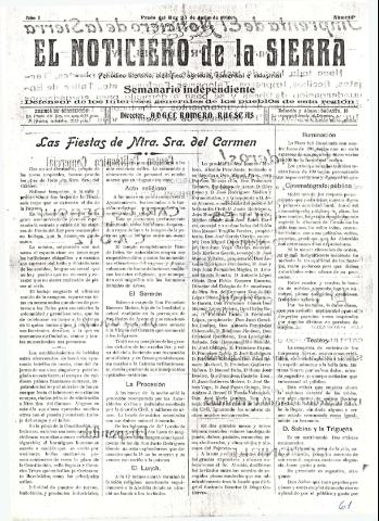 'El Noticiero de la Sierra Periódico literario, científico, agrícola, comercial e industrial' - Año I Número 13 - 1916 julio 23
