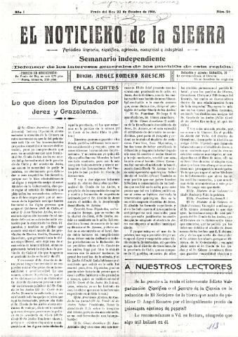 'El Noticiero de la Sierra Periódico literario, científico, agrícola, comercial e industrial' - Año I Número 26 - 1916 octubre 22