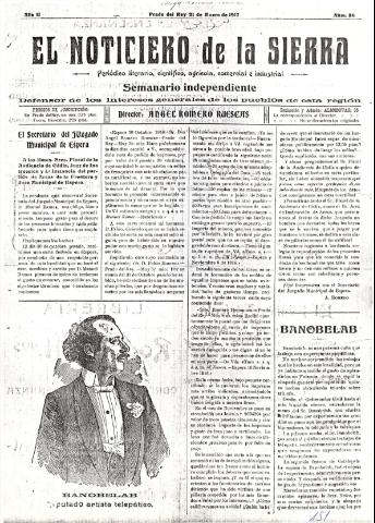 'El Noticiero de la Sierra Periódico literario, científico, agrícola, comercial e industrial' - Año II Número 36 - 1917 enero 21