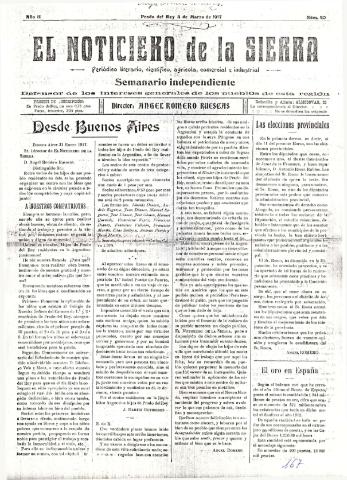 'El Noticiero de la Sierra Periódico literario, científico, agrícola, comercial e industrial' - Año II Número 40 - 1917 marzo 4