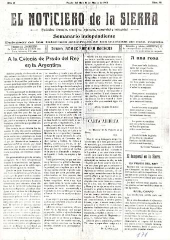 'El Noticiero de la Sierra Periódico literario, científico, agrícola, comercial e industrial' - Año II Número 42 - 1917 marzo 11