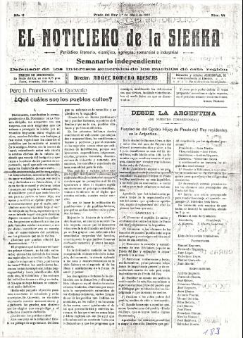 'El Noticiero de la Sierra Periódico literario, científico, agrícola, comercial e industrial' - Año II Número 44 - 1917 abril 1