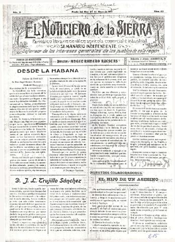 'El Noticiero de la Sierra Periódico literario, científico, agrícola, comercial e industrial' - Año II Número 52 - 1917 mayo 27