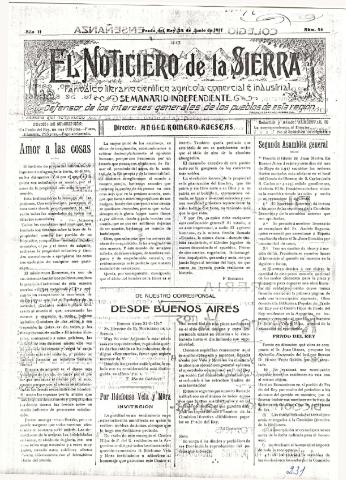 'El Noticiero de la Sierra Periódico literario, científico, agrícola, comercial e industrial' - Año II Número 56 - 1917 junio 24