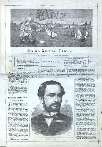 'Cádiz  : artes, letras, ciencias' - Año I Número 22 - 1877 diciembre 10