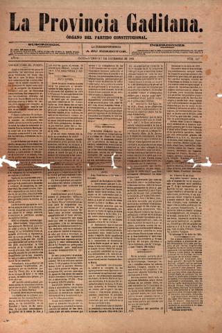 'La Provincia Gaditana' - Año I Número 127 - 1883 diciembre 7