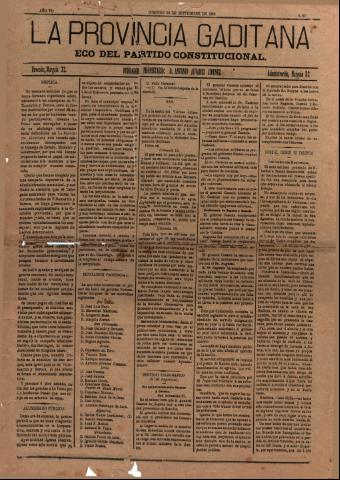 'La Provincia Gaditana' - Año I Número 1657 - 1888 septiembre 30