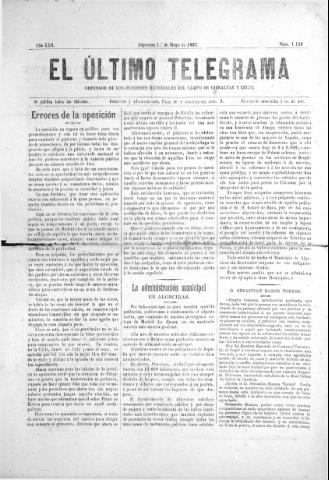 'El Último telegrama : defensor de los intereses materiales del Campo de Gibraltar y Ceuta' - Año XXII Número 1129 - 1897 mayo 1