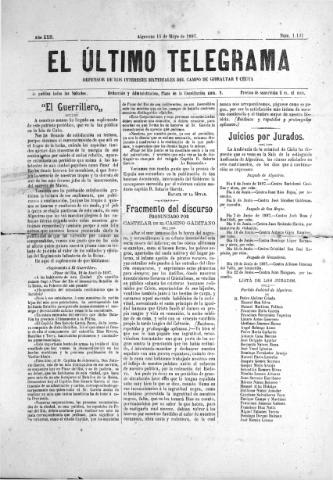 'El Último telegrama : defensor de los intereses materiales del Campo de Gibraltar y Ceuta' - Año XXII Número 1131 - 1897 mayo 15