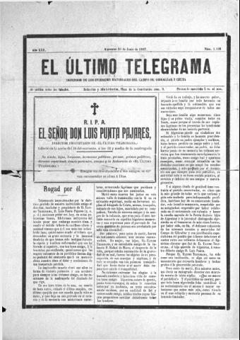 'El Último telegrama : defensor de los intereses materiales del Campo de Gibraltar y Ceuta' - Año XXII Número 1136 - 1897 junio 19