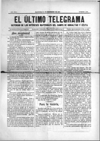 'El Último telegrama : defensor de los intereses materiales del Campo de Gibraltar y Ceuta' - Año XXII Número 1161 - 1897 diciembre 11