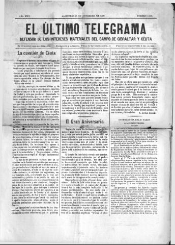 'El Último telegrama : defensor de los intereses materiales del Campo de Gibraltar y Ceuta' - Año XXII Número 1163 - 1897 diciembre 25