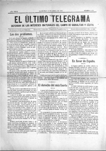 'El Último telegrama : defensor de los intereses materiales del Campo de Gibraltar y Ceuta' - Año XXIII Número 1179 - 1898 abril 16