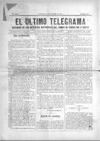 'El Último telegrama : defensor de los intereses materiales del Campo de Gibraltar y Ceuta' - Año XXIII Número 1203 - 1898 octubre 1