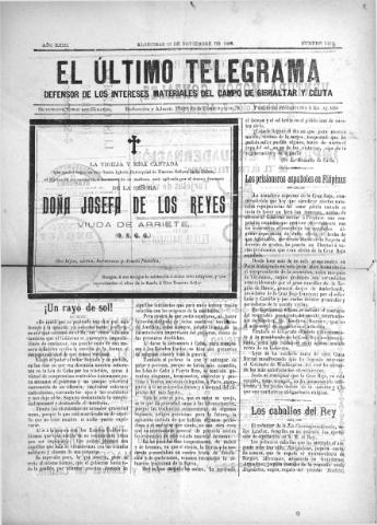 'El Último telegrama : defensor de los intereses materiales del Campo de Gibraltar y Ceuta' - Año XXIII Número 1210 - 1898 noviembre 19