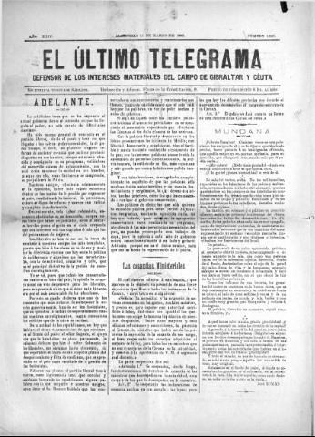 'El Último telegrama : defensor de los intereses materiales del Campo de Gibraltar y Ceuta' - Año XXIV Número 1226 - 1899 marzo 11