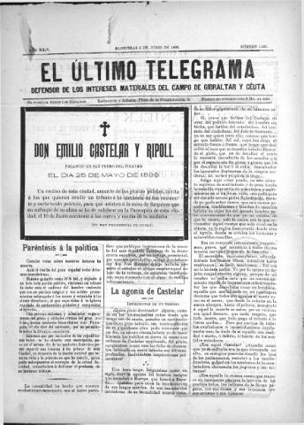 'El Último telegrama : defensor de los intereses materiales del Campo de Gibraltar y Ceuta' - Año XXIV Número 1237 - 1899 junio 3