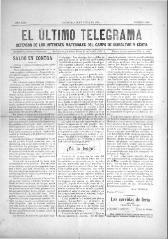 'El Último telegrama : defensor de los intereses materiales del Campo de Gibraltar y Ceuta' - Año XXIV Número 1238 - 1899 junio 11