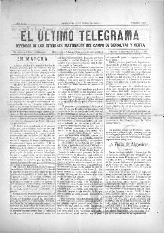 'El Último telegrama : defensor de los intereses materiales del Campo de Gibraltar y Ceuta' - Año XXIV Número 1239 - 1899 junio 18