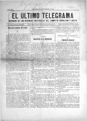 'El Último telegrama : defensor de los intereses materiales del Campo de Gibraltar y Ceuta' - Año XXIV Número 1262 - 1899 noviembre 25