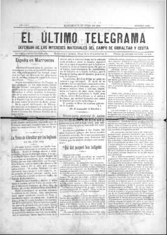 'El Último telegrama : defensor de los intereses materiales del Campo de Gibraltar y Ceuta' - Año XXV Número 1292 - 1900 julio 29