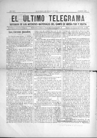 'El Último telegrama : defensor de los intereses materiales del Campo de Gibraltar y Ceuta' - Año XXV Número 1293 - 1900 agosto 5