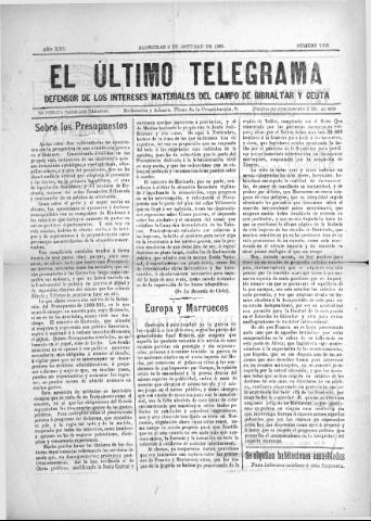 'El Último telegrama : defensor de los intereses materiales del Campo de Gibraltar y Ceuta' - Año XXV Número 1301 - 1900 octubre 6