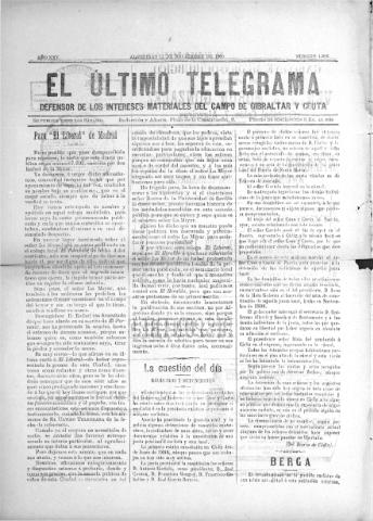 'El Último telegrama : defensor de los intereses materiales del Campo de Gibraltar y Ceuta' - Año XXV Número 1306 - 1900 noviembre 11