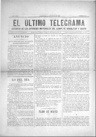 'El Último telegrama : defensor de los intereses materiales del Campo de Gibraltar y Ceuta' - Año XXVI Número 1421 - 1901 julio 13