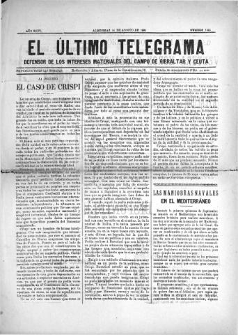 'El Último telegrama : defensor de los intereses materiales del Campo de Gibraltar y Ceuta' - Año XXVI Número 1426 - 1901 agosto 24