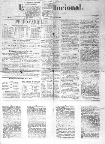 'El Constitucional  : periódico político, liberal, literario y de anuncios' - Año 7 Número 1255 - 1863 septiembre 01