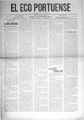 'El Eco portuense periódico católico' - Año 5 Número 33 - 1914 noviembre 5